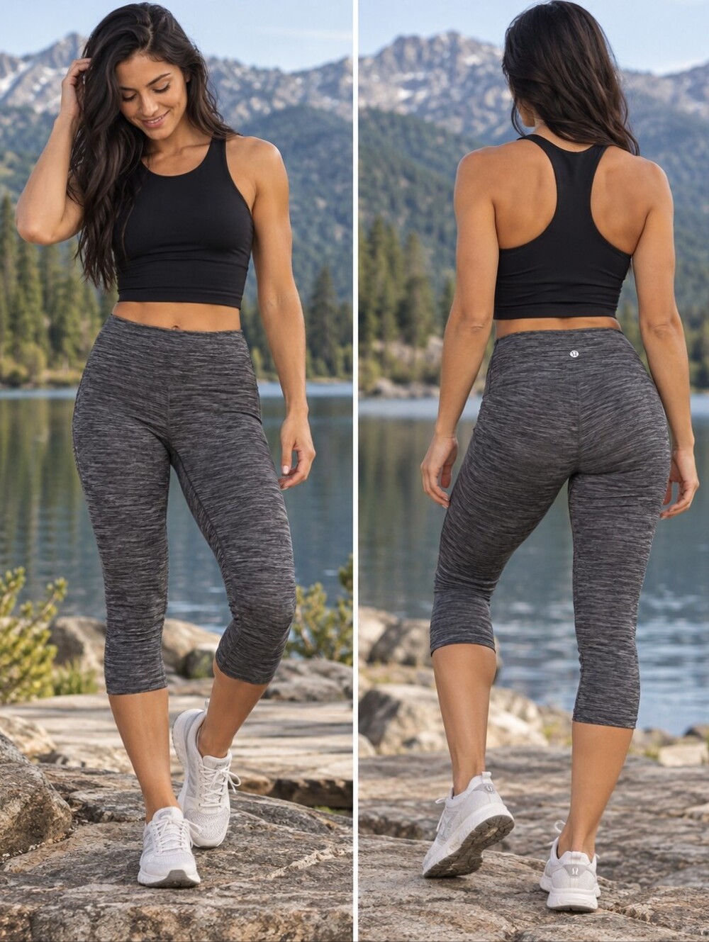 Lululemon Heathered Gray High Rise Capri Leggings Size 14